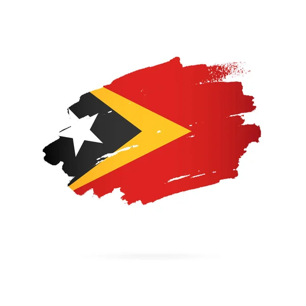 Vlag van Oost-Timor. Penseelstreken. Vector illustratie — Stockvector