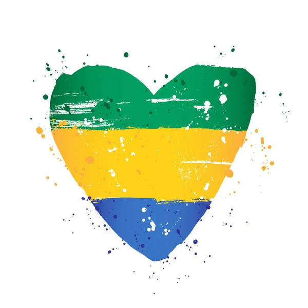 Gabon flaga w formie wielkiego serca. — Wektor stockowy