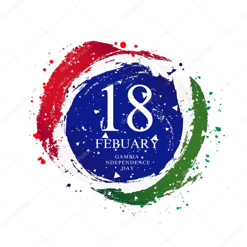 Gambian flag in the shape of a circle. February 18 
