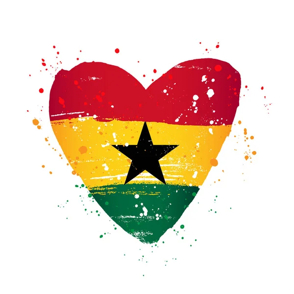 Drapeau du Ghana en forme de grand cœur . — Image vectorielle