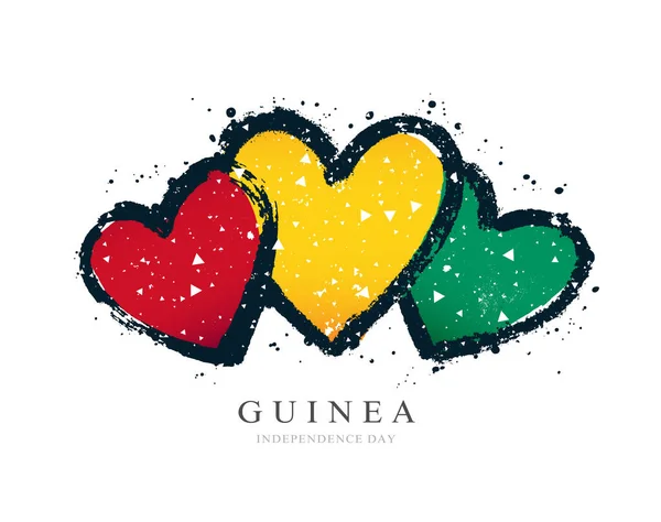 Flaga Gwinei w postaci trzech serc. — Wektor stockowy