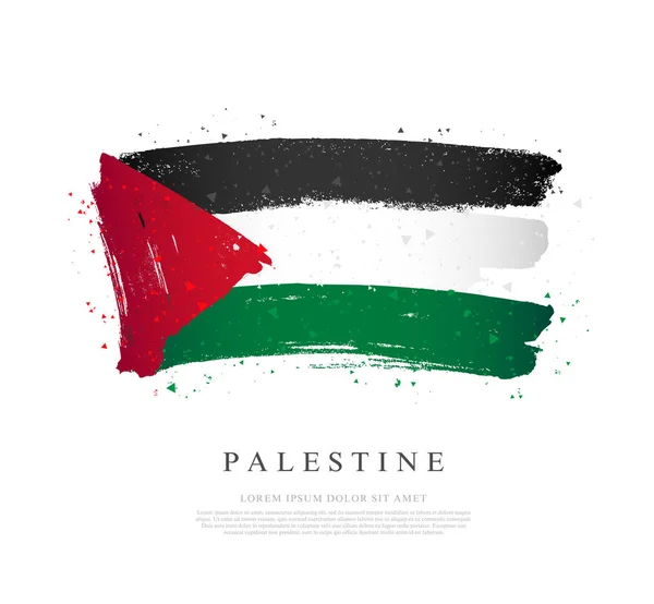 Bandera de Palestina. Las pinceladas se dibujan a mano. Independencia — Vector de stock