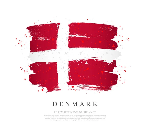 Σημαία της Δανίας. Οι πινελιές σχεδιάζονται με το χέρι. — Διανυσματικό Αρχείο