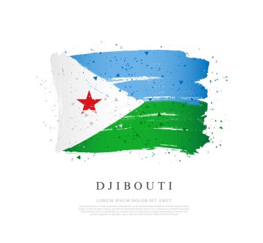 Cibuti bayrağı. Fırça darbeleri elle çizilir.