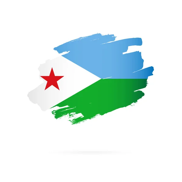 Flagge von Dschibuti. Vektorillustration. Pinselstriche — Stockvektor