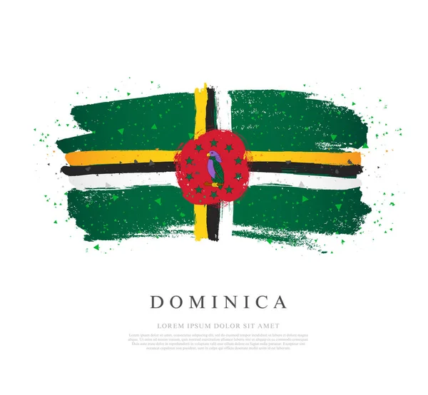 Bandera de Dominica. Las pinceladas se dibujan a mano . — Vector de stock