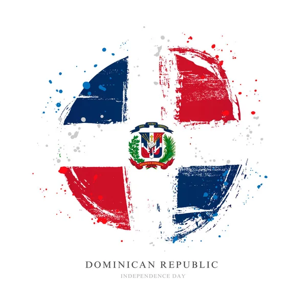 Bandera de República Dominicana en forma de un gran círculo . — Vector de stock