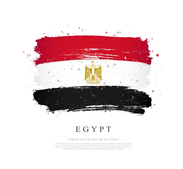 Bendera Mesir. Goresan kuas digambar dengan tangan. Hari Kemerdekaan - Stok Vektor