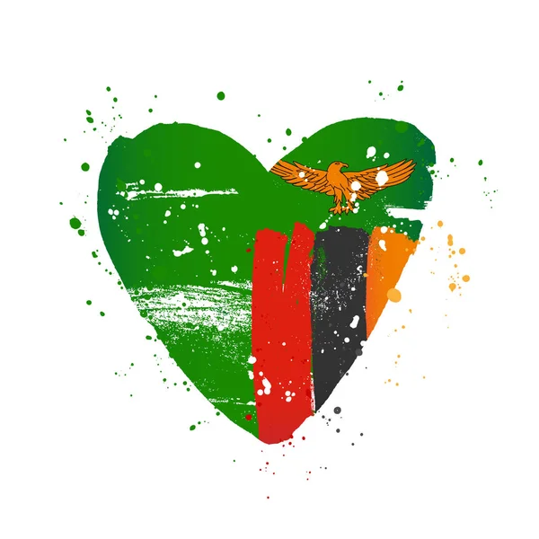 Bandiera dello Zambia sotto forma di un grande cuore . — Vettoriale Stock