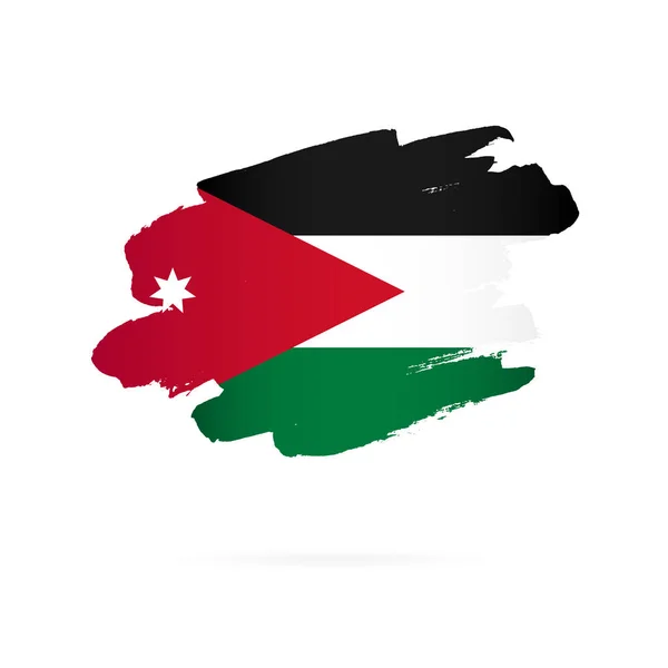 Flagge Jordaniens. Vektorillustration. Pinselstriche — Stockvektor