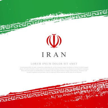 İran bayrağı. Fırça darbeleri elle çizilir. Bağımsızlık Günü.