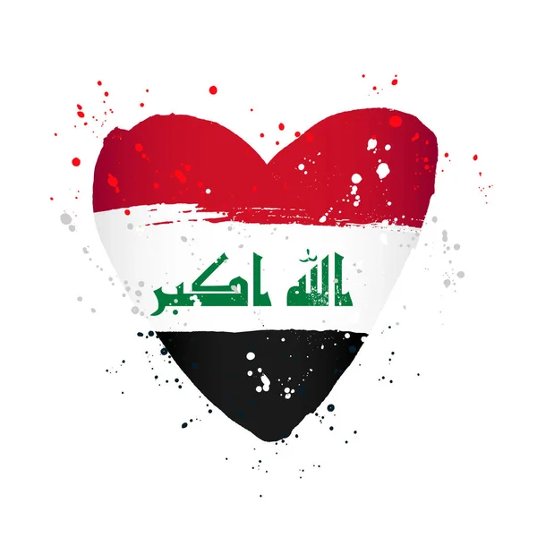 Irakisk flagga i form av ett stort hjärta. — Stock vektor