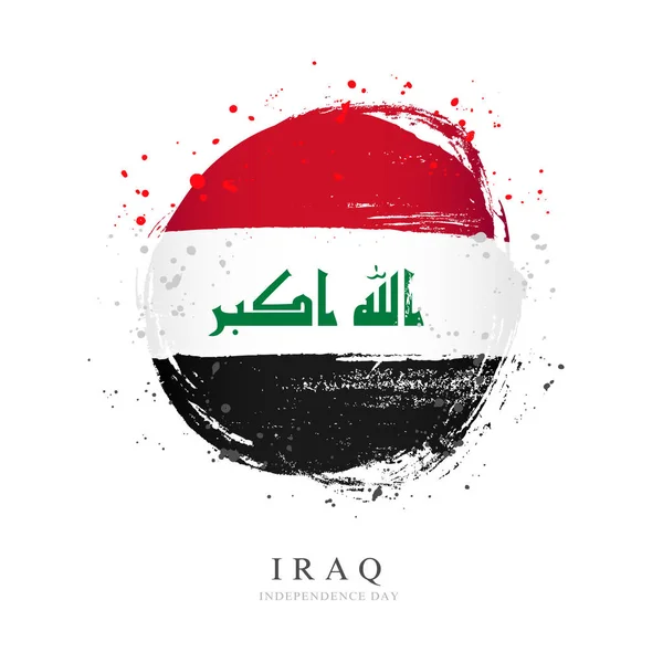 Irakiska flaggan i form av en stor cirkel. — Stock vektor