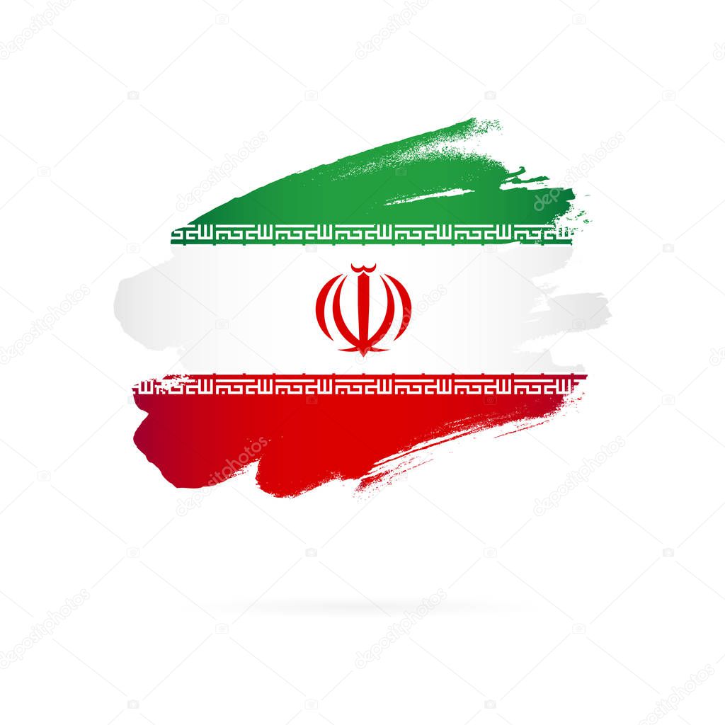 Iranian flag. Vector illustration. Brush strokes 