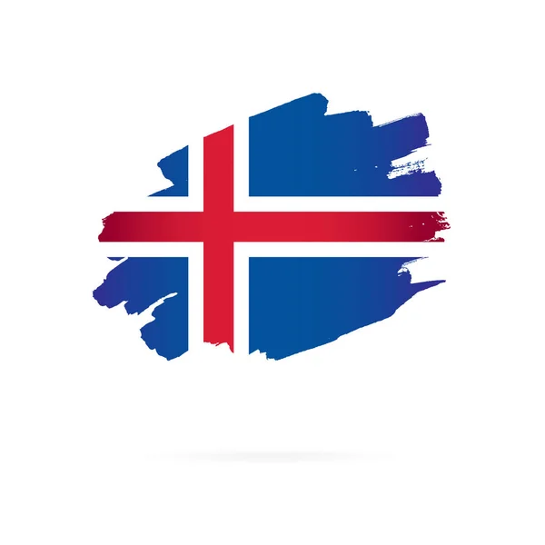 Drapeau d'Islande. Illustration vectorielle. Coups de pinceau — Image vectorielle