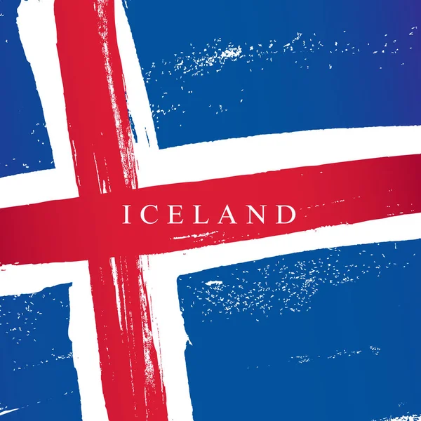 Drapeau d'Islande. Les coups de pinceau sont tirés à la main. Indépendance D — Image vectorielle