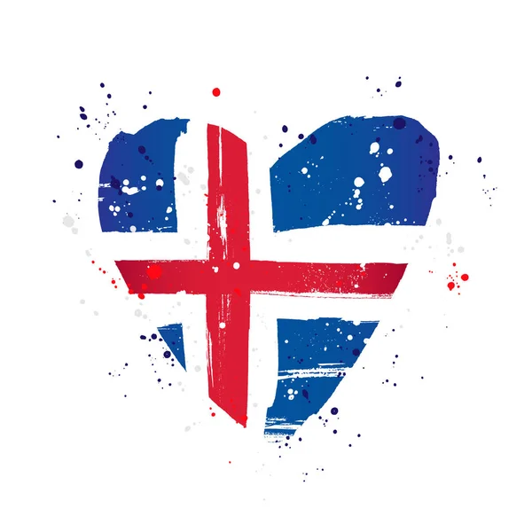 Исландский флаг в форме большого сердца . — стоковый вектор