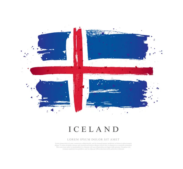 Drapeau d'Islande. Les coups de pinceau sont tirés à la main . — Image vectorielle