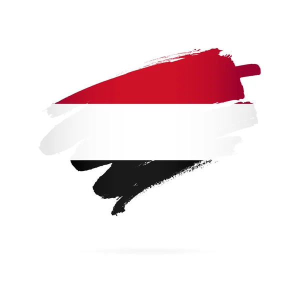 Bandera de Yemen. Ilustración vectorial. Pinceladas — Vector de stock