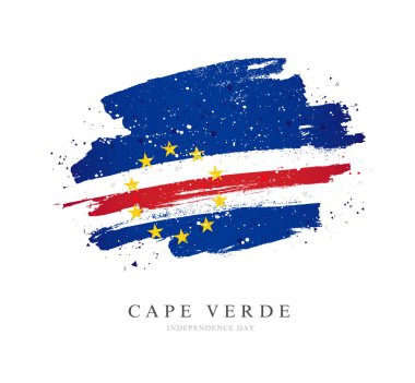 Cape Verde bayrağı. Beyaz arka planda vektör çizimi. 