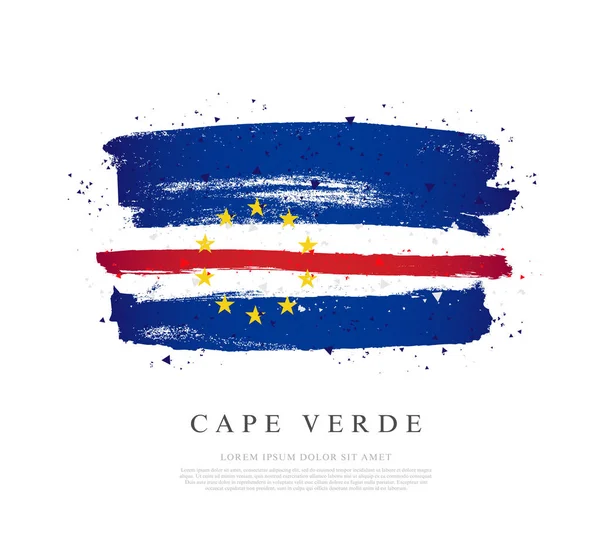Bandera de Cabo Verde. Las pinceladas se dibujan a mano — Vector de stock