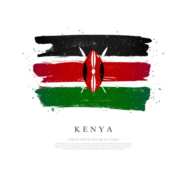 Keňská vlajka. tahy štětcem jsou kresleny ručně. — Stockový vektor