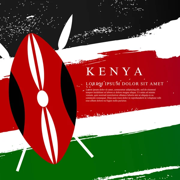 Keňská vlajka. Tahy štětcem se kreslí ručně. Den nezávislosti. — Stockový vektor