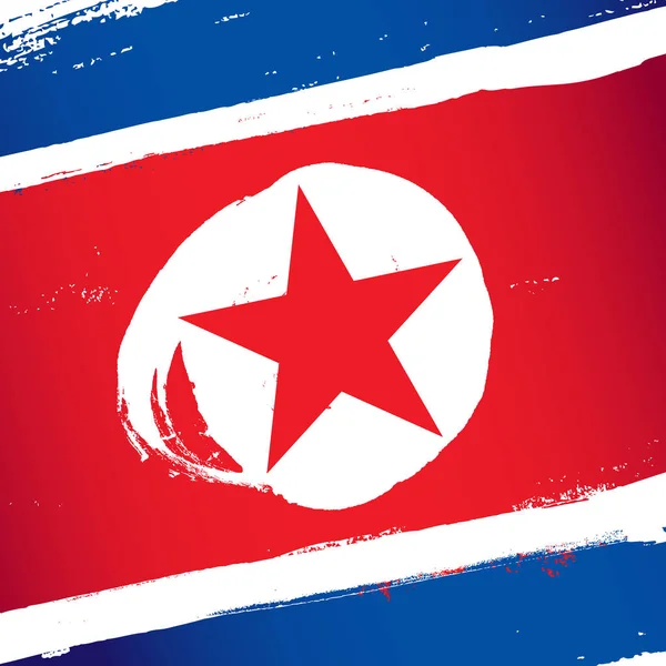 Σημαία της Βόρειας Κορέας. Οι πινελιές σχεδιάζονται με το χέρι. — Διανυσματικό Αρχείο