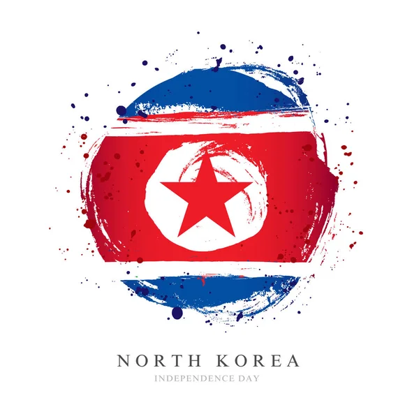 Bandera de Corea del Norte en forma de un gran círculo . — Vector de stock