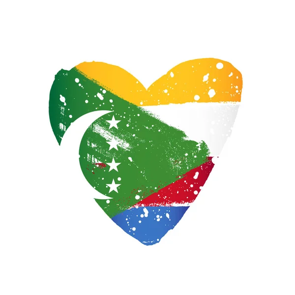 Komorská vlajka v podobě velkého srdce. — Stockový vektor