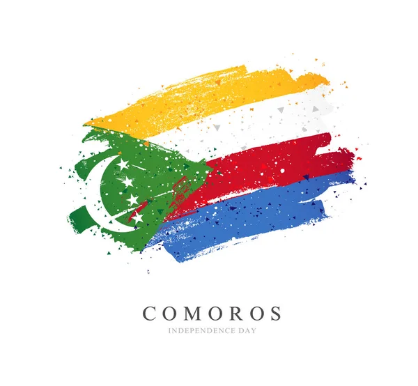 Bandera de Comoras. Ilustración vectorial sobre fondo blanco — Vector de stock