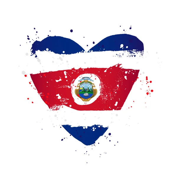 Bandera de Costa Rica en forma de corazón grande . — Archivo Imágenes Vectoriales