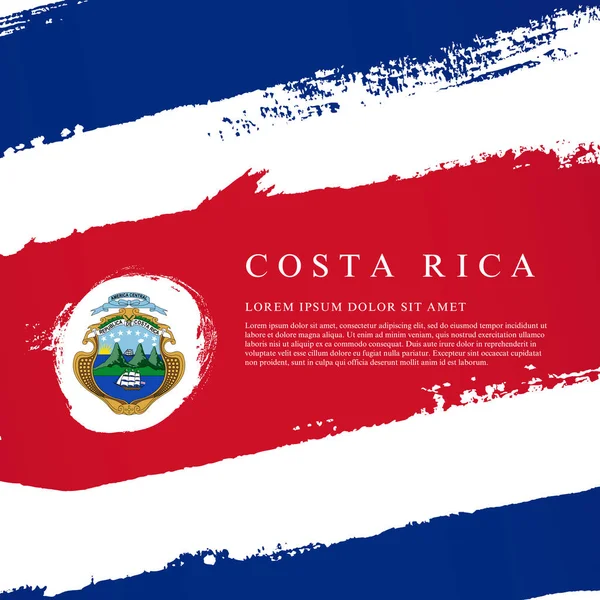 Bandera de Costa Rica. Las pinceladas se dibujan a mano. Independenc — Archivo Imágenes Vectoriales
