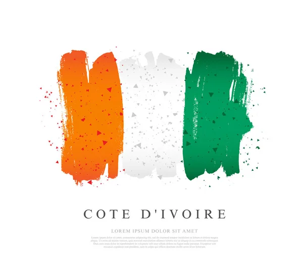 Bandera de Costa de Marfil. Las pinceladas se dibujan a mano . — Archivo Imágenes Vectoriales