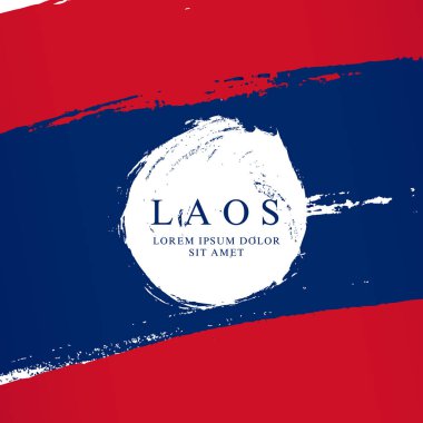 Laos bayrağı. Fırça darbeleri elle çizilir. Bağımsızlık Günü