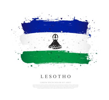 Lesotho bayrağı. Fırça darbeleri elle çizilir. Bağımsızlık D