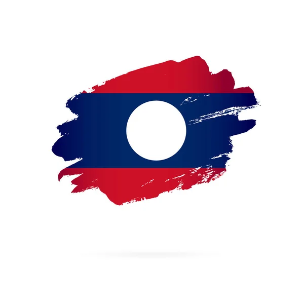 Laoská vlajka. Vektorová ilustrace. Tahy štětce — Stockový vektor
