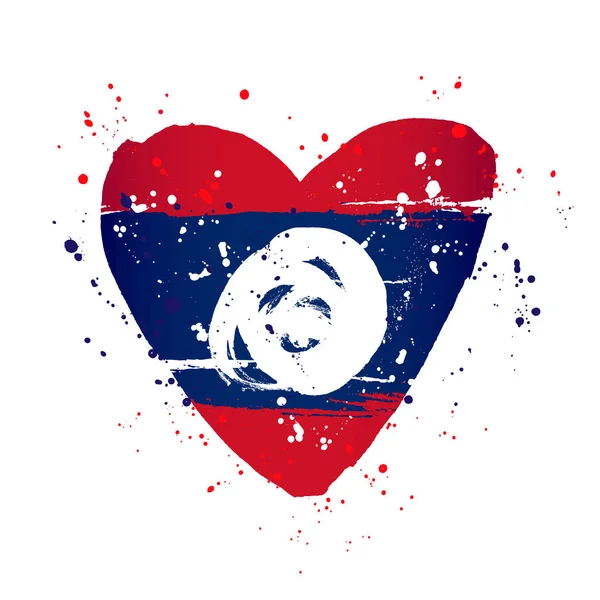 Bandiera Lao sotto forma di un grande cuore. Illustrazione vettoriale — Vettoriale Stock