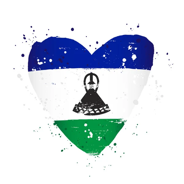 Lesotho flagga i form av ett stort hjärta. — Stock vektor