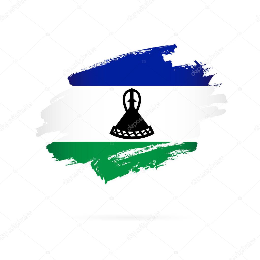 Flag of Lesotho. Vector illustration.  Brush strokes 