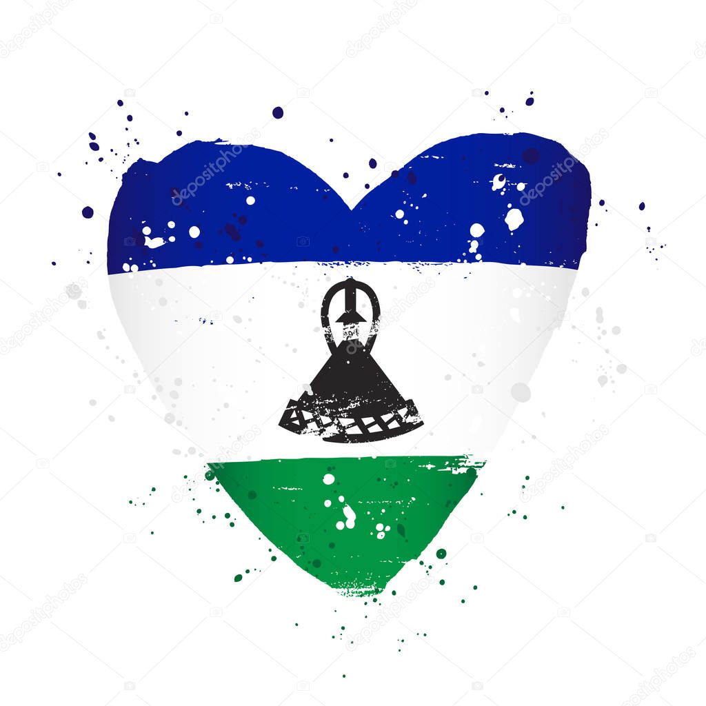 Flag of Lesotho in the form of a big heart. 