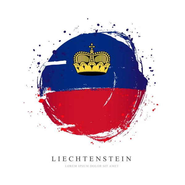 Bandera de Liechtenstein en forma de círculo grande . — Vector de stock