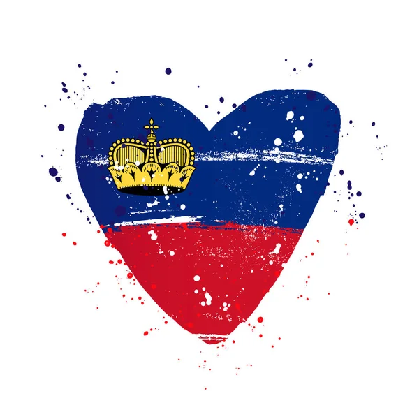 Bandera de Liechtenstein en forma de corazón grande . — Archivo Imágenes Vectoriales