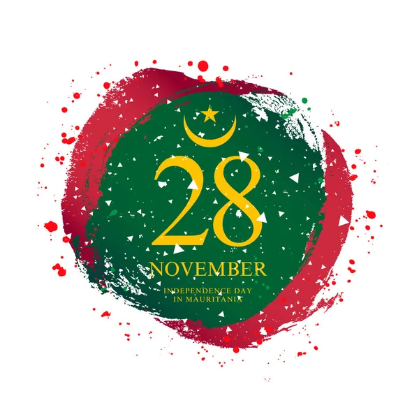 Bandeira da Mauritânia em forma de círculo. 28 de Novembro — Vetor de Stock