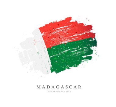Madagaskar bayrağı. Beyaz arka planda vektör çizimi. 