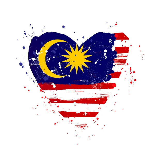 Флаг Малайзии в форме большого сердца . — стоковый вектор