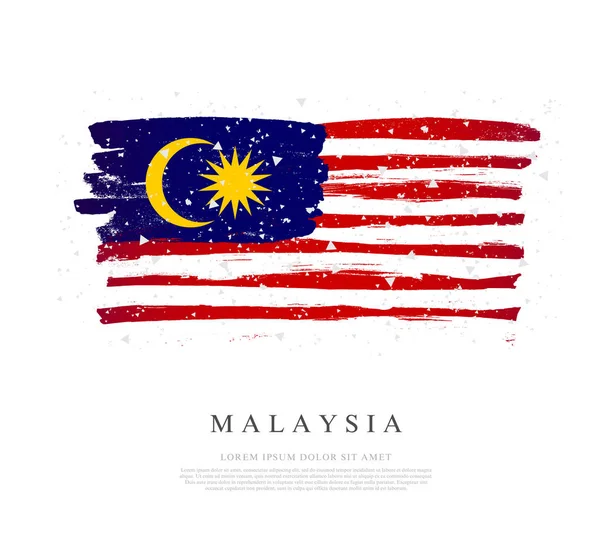Flag of Malaysia. Brush strokes are drawn by hand. Independence — Stock Vector