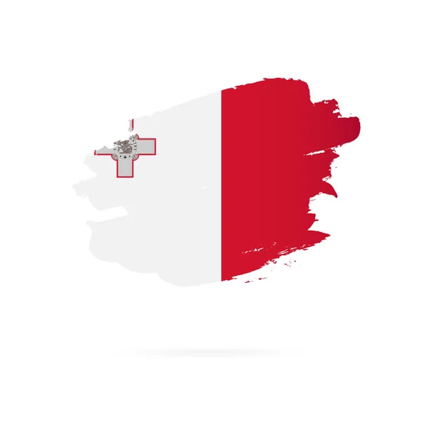 Vlag van Malta. Vector illustratie. Penseelstreken — Stockvector