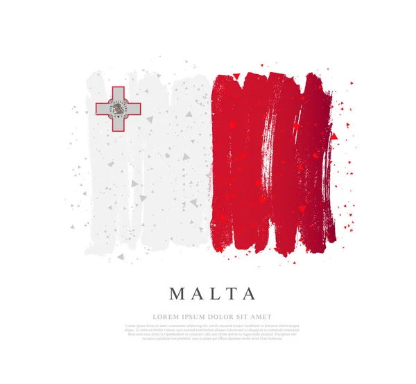 Vlag van Malta. Penseelstreken worden met de hand getekend. Onafhankelijkheidsdag — Stockvector