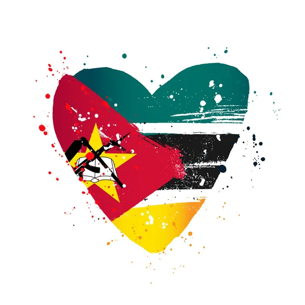 Bandera de Mozambique en forma de corazón grande . — Archivo Imágenes Vectoriales
